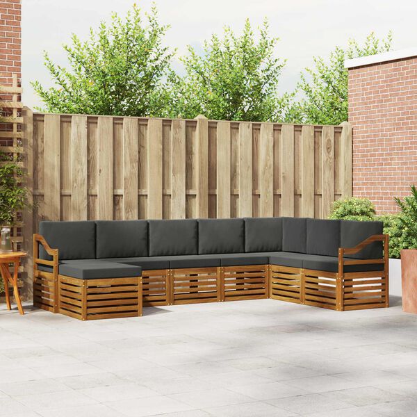 vidaXL Ensembles de canap&eacute;s avec coussin 8 pcs Naturel et Anthracite
