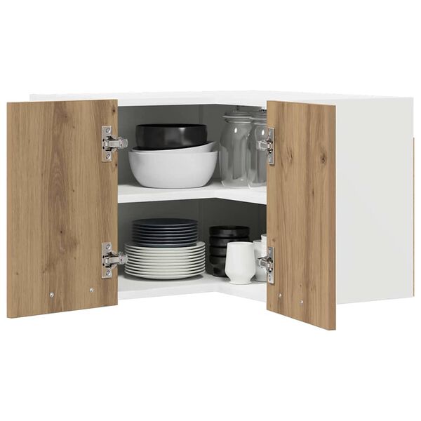 vidaXL Armoire suspendue Ch&ecirc;ne Artisan et Blanc 57 x 57 x 40 cm