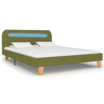 vidaXL Cadre de lit avec LED sans matelas vert tissu 140x200 cm