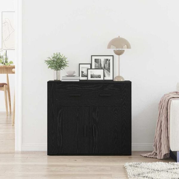 vidaXL Buffet avec tiroir Chêne noir 80 x 33 x 70 cm Bois d'ingénierie