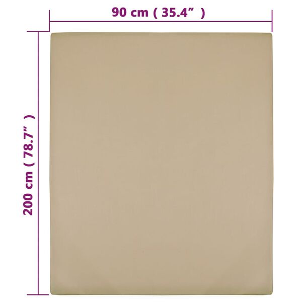 vidaXL Drap-housse Jersey Taupe 90x200 cm Coton