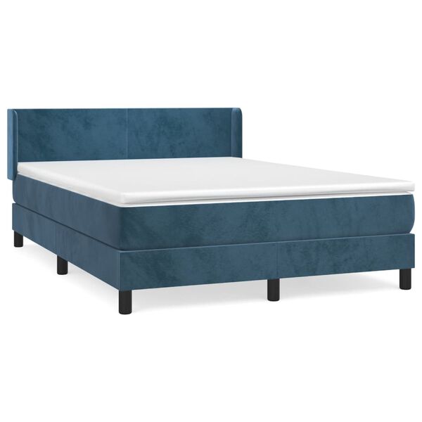vidaXL Sommier &agrave; lattes de lit et matelas Bleu fonc&eacute; 140x200cm Velours