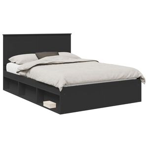 vidaXL Cadre de lit Noir 160 x 200 cm Bois de pin massif