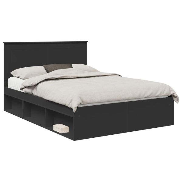 vidaXL Cadre de lit Noir 160 x 200 cm Bois de pin massif