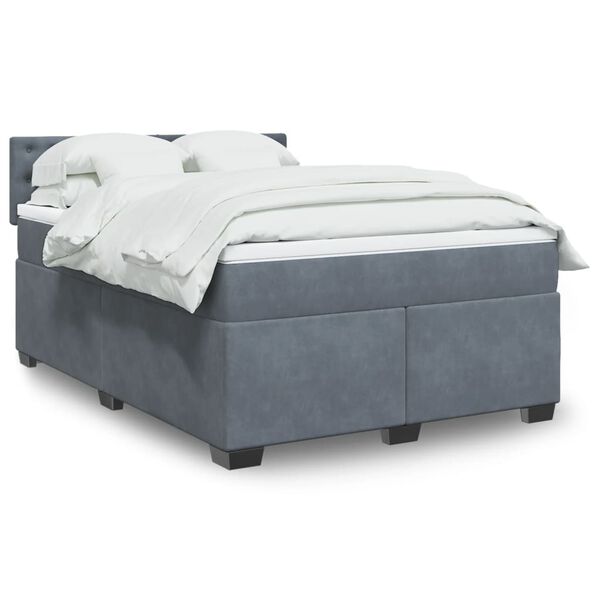 vidaXL Sommier &agrave; lattes de lit et matelas Gris fonc&eacute; 160x200cm Velours