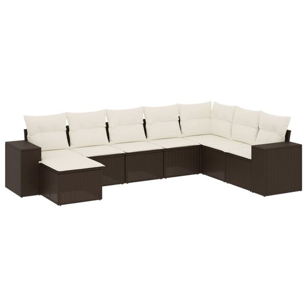 vidaXL Salon de jardin 8 pcs avec coussins marron r&eacute;sine tress&eacute;e