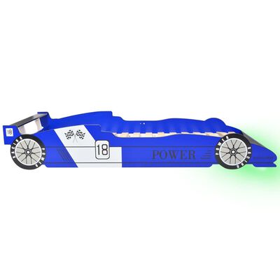 vidaXL Lit voiture de course pour enfants avec LED 90 x 200 cm Bleu