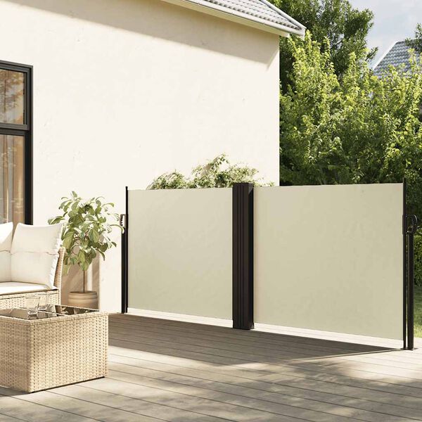 vidaXL Auvent lat&eacute;ral r&eacute;tractable cr&egrave;me 120x1000 cm