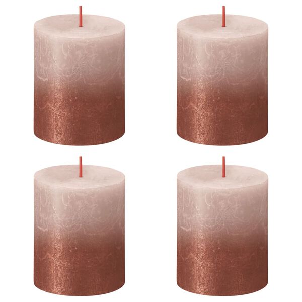 Bolsius Bougies pilier rustiques 4 pcs 80x68 mm Rose brumeux et ambre