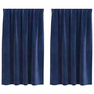 vidaXL Rideaux occultants 2 pc Bleu fonc&eacute; 140 x 140 cm Velours