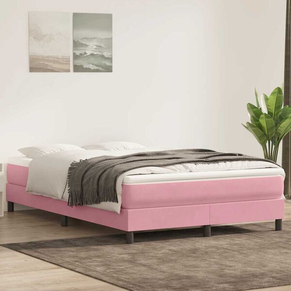 vidaXL Sommier &agrave; lattes de lit sans matelas rose 160x210 cm velours