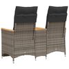 vidaXL Canap&eacute; de jardin inclinable 2 places avec table gris poly rotin