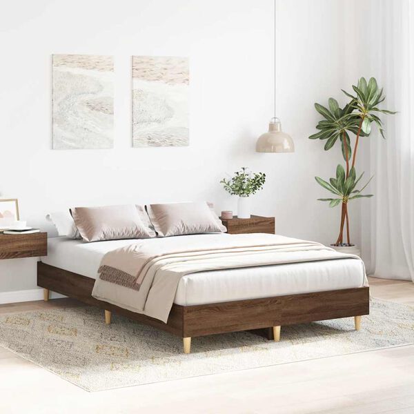 vidaXL Cadre de lit sans matelas ch&ecirc;ne marron 135x190 cm