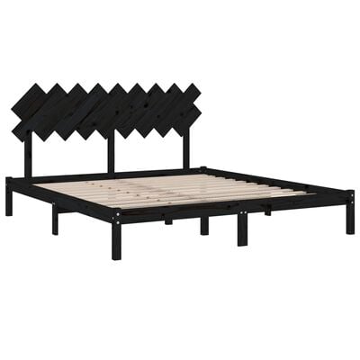 vidaXL Cadre de lit Noir 180x200 cm Super King Bois massif