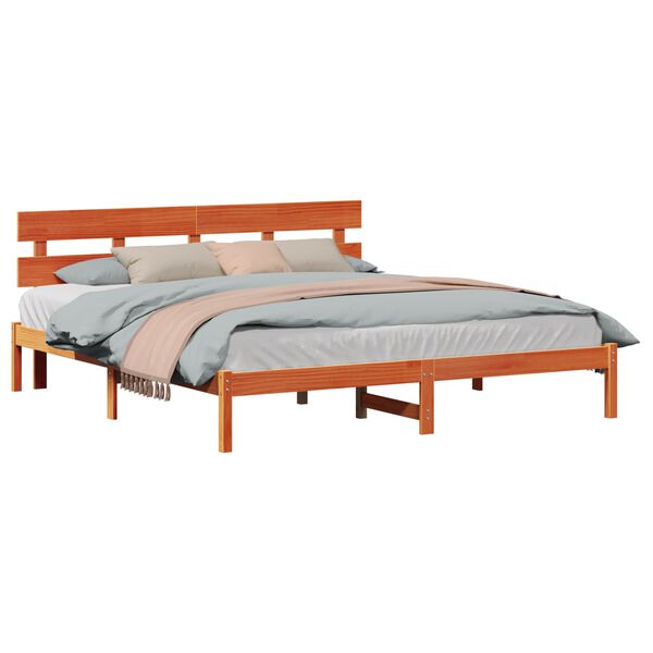 vidaXL Cadre de lit Marron 200 x 200 cm Bois de pin massif