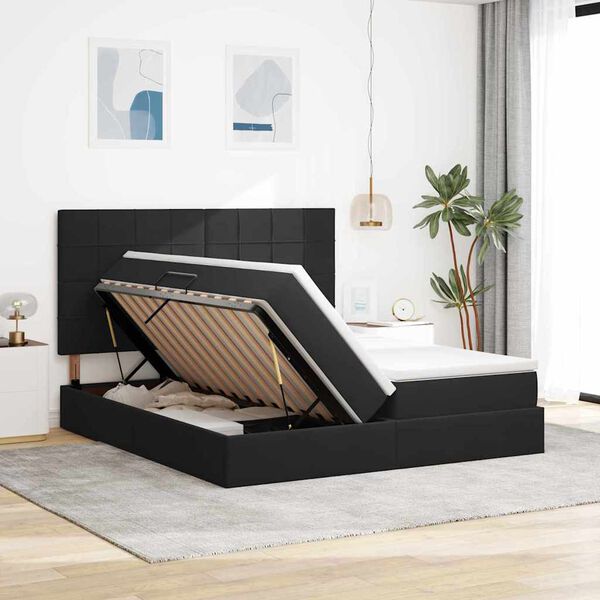 vidaXL Lit de Rangement avec matelas Noir 200 x 200 cm Velours