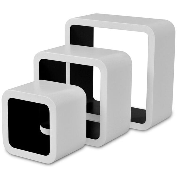 vidaXL &Eacute;tag&egrave;res murales Forme de cube 6 pcs Blanc et noir