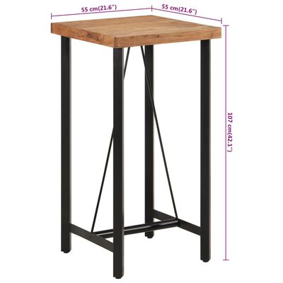 vidaXL Table de bar 55x55x107 cm bois massif d'acacia et fer
