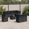 vidaXL Salon de jardin 9 pcs avec coussins noir r&eacute;sine tress&eacute;e
