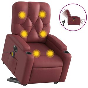 vidaXL Fauteuil inclinable de massage &eacute;lectrique rouge bordeaux