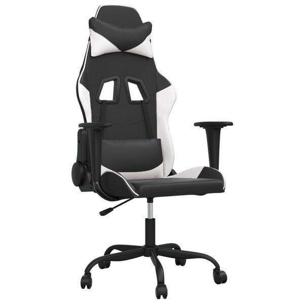 vidaXL Chaise de jeu de massage Noir et blanc Similicuir