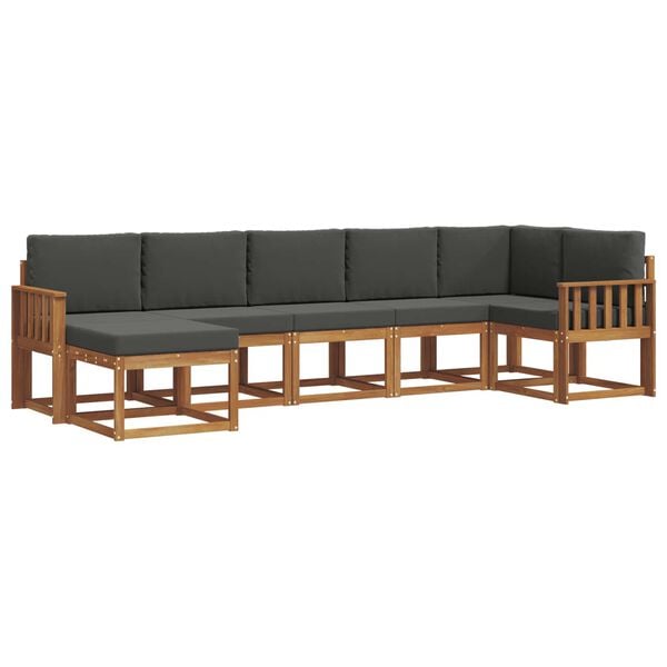 vidaXL Ensemble de canap&eacute;s d'ext&eacute;rieur 7 pcs Naturel et Anthracite