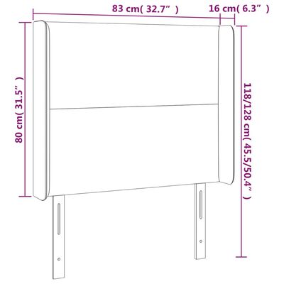 vidaXL Tête de lit avec oreilles Gris 83x16x118/128 cm Similicuir