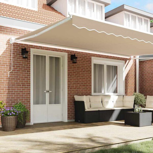 vidaXL Auvent Beige 500 x 300 x 165 cm Polyester et m&eacute;tal
