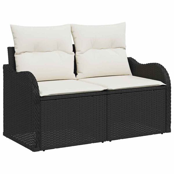 vidaXL Ensemble de canap&eacute; de jardin avec coussin 6 pcs Noir Polyrotin