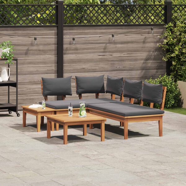 vidaXL Ensemble de canap&eacute; de jardin 4 pcs Marron et gris