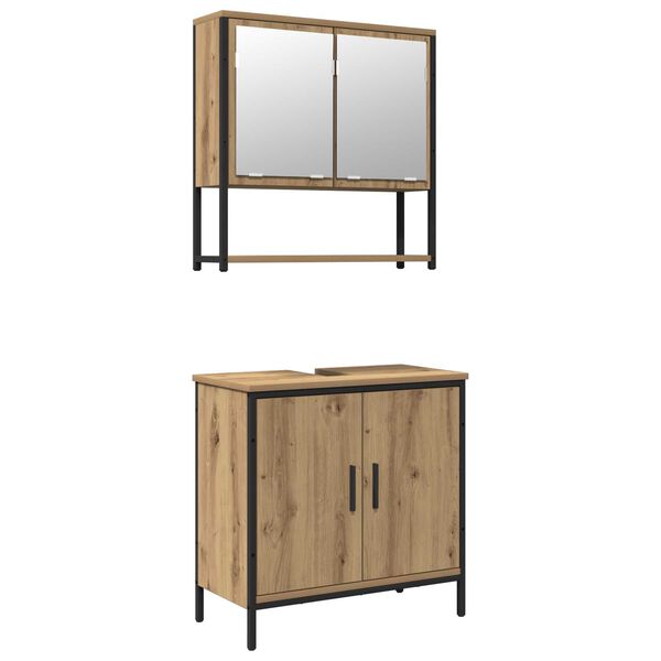 vidaXL Ensemble de mobilier de salle de bain avec étagère 2 pcs Marron