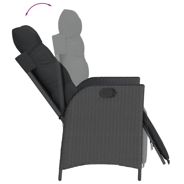 vidaXL Ensemble &agrave; manger de jardin coussins 5pcs Noir R&eacute;sine tress&eacute;e