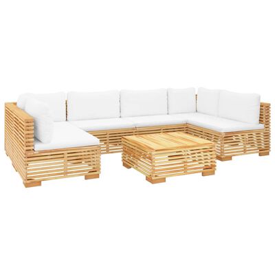 vidaXL Salon de jardin 7 pcs avec coussins Bois de teck solide