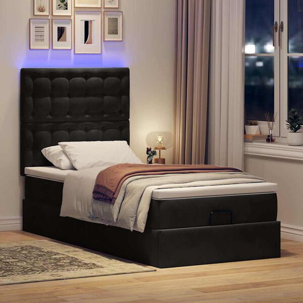 vidaXL Cadre de lit ottoman avec matelas noir 80x200 cm velours