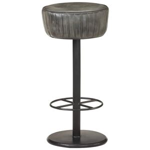 vidaXL Tabouret de bar Gris Cuir v&eacute;ritable