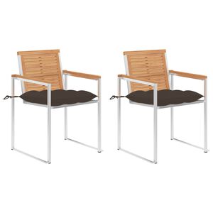 vidaXL Chaises de jardin avec coussins lot de 2 Teck solide et acier