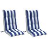 vidaXL Coussins de chaise &agrave; dossier haut lot de 2 rayures bleu/blanc