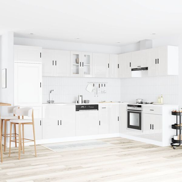 vidaXL Meuble sous &eacute;vier Porto 2 pcs Blanc Bois d'ing&eacute;nierie