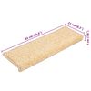 vidaXL Tapis d'escalier 20 pièces 65 x 21 x 4 cm Crème Bord rectangulaire