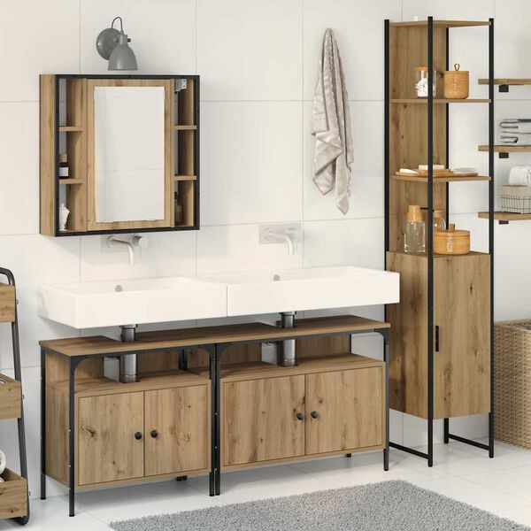 vidaXL Ensemble de mobilier de salle de bain 4 pcs Ch&ecirc;ne artisanal