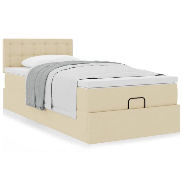 vidaXL Cadre de lit ottoman avec matelas crème 90x190 cm tissu