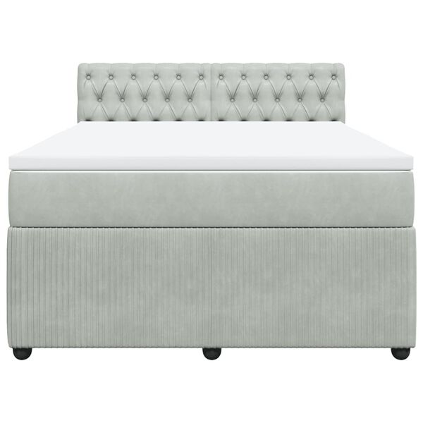 vidaXL Sommier &agrave; lattes de lit et matelas Gris clair 140x190cm Velours