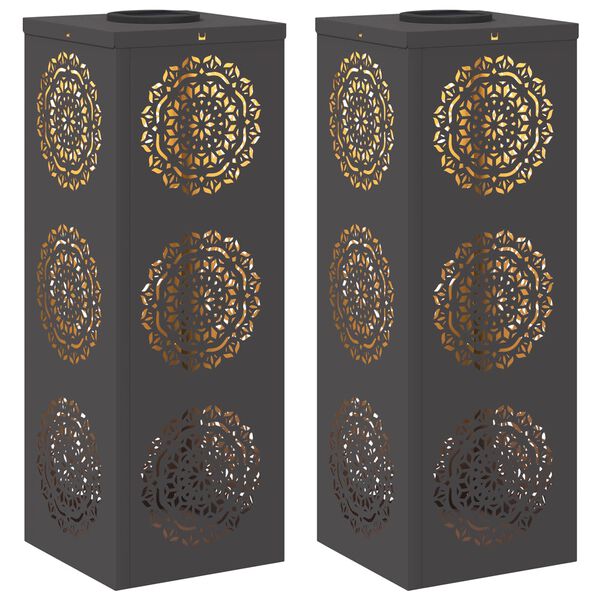 vidaXL Lumi&egrave;re de chemin LED solaire 2 pcs Noir Acier lamin&eacute; &agrave; froid