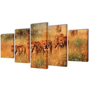 Set de toiles murales imprim&eacute;es Lions 100 x 50 cm