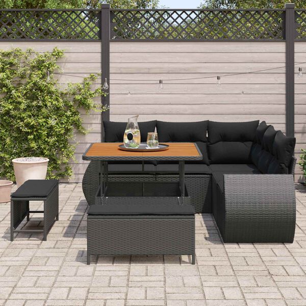 vidaXL Ensemble de canap&eacute; de jardin 8 pcs Noir polyrotin