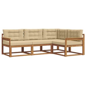 vidaXL Ensemble de canap&eacute;s d'ext&eacute;rieur 4 pcs Naturel et Beige