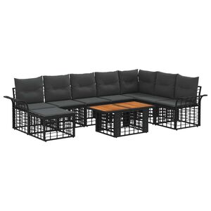 vidaXL Ensemble de canap&eacute; de jardin 9 pc Noir et Gris fonc&eacute; polyrotin