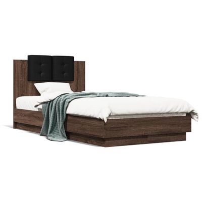 vidaXL Cadre de lit tête de lit chêne marron 90x190 cm bois ingénierie