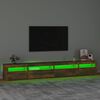 vidaXL Meuble TV avec lumi&egrave;res LED Ch&ecirc;ne fum&eacute; 270x35x40 cm