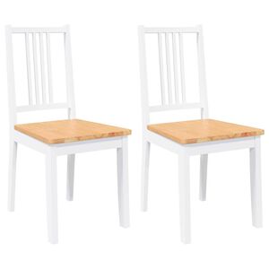 vidaXL Chaises &agrave; manger 2 pcs blanc bois massif caoutchouc